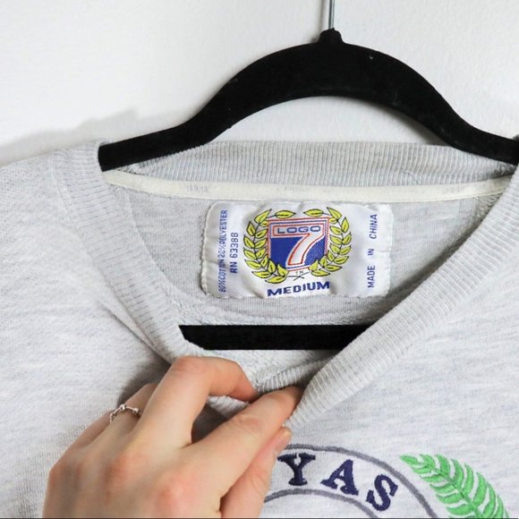 Vintage Logo 7 Georgetown University Long Sleeve Grey Sweatshirt - Picture 6 of 6